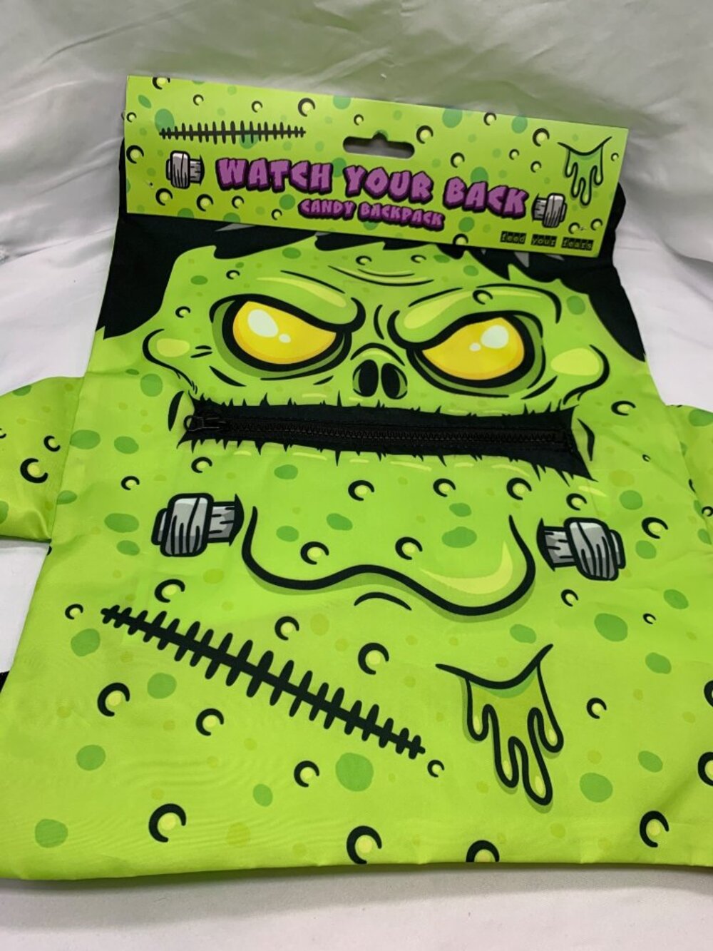 Zombie Mouth Treat Bag Watch Your Back Halloween Candy Backpack